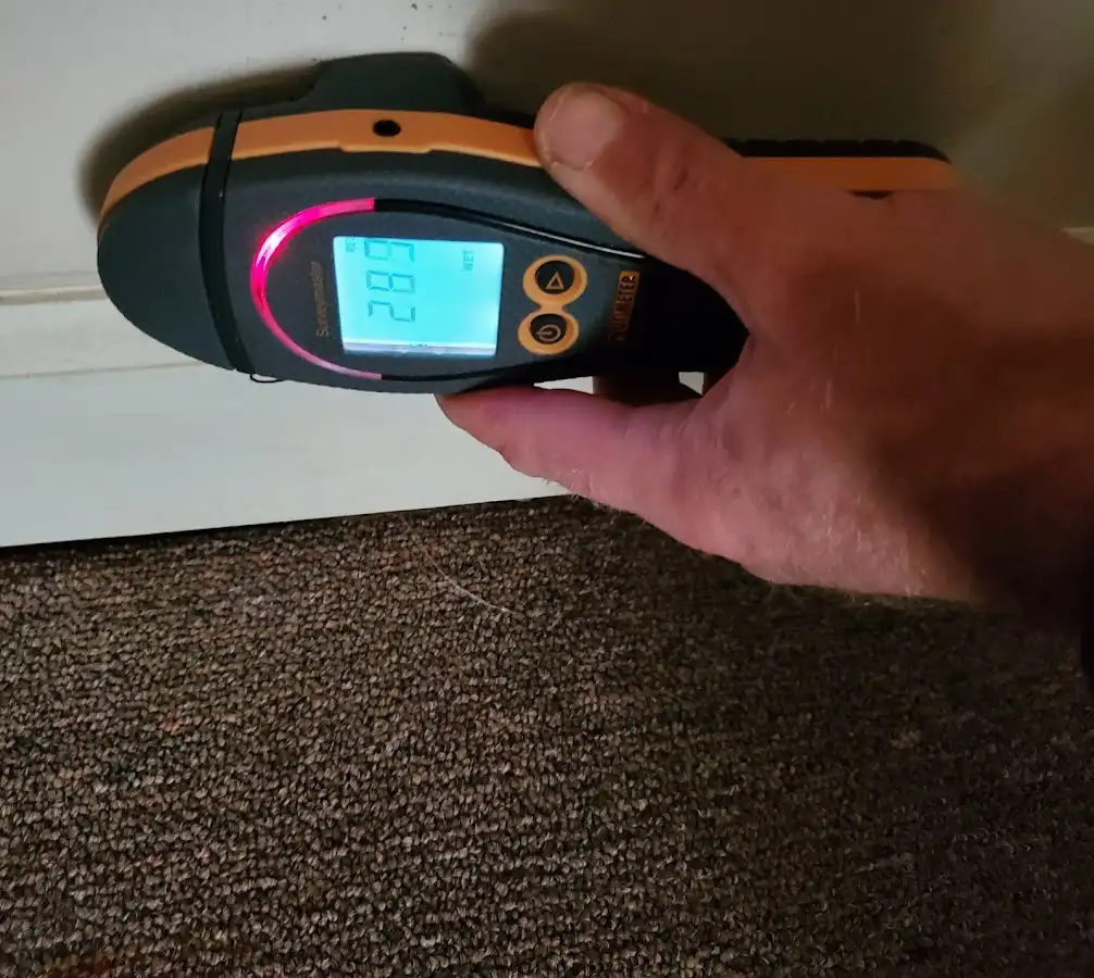 Moisture detection at baseboard during Mold Inspection & Testing in Ogdensburg